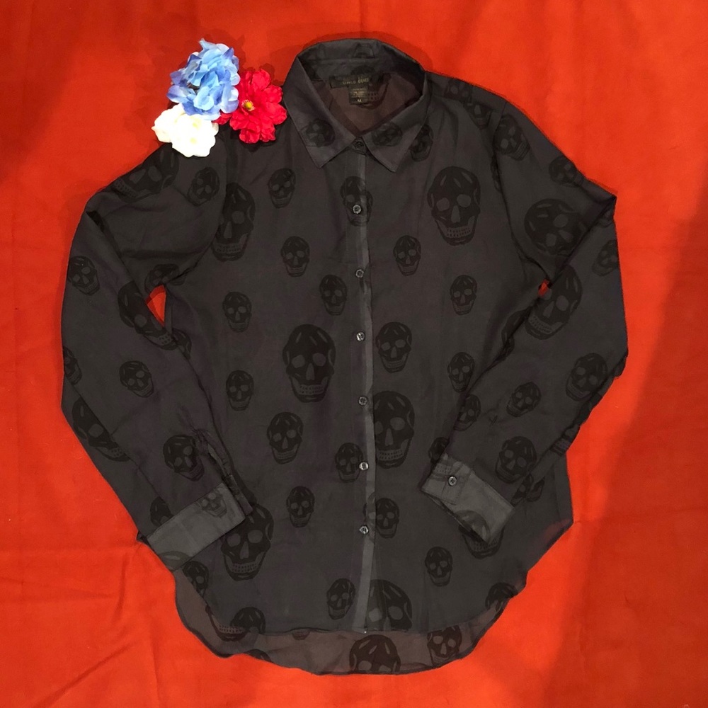 Long sleeve sheer blouse